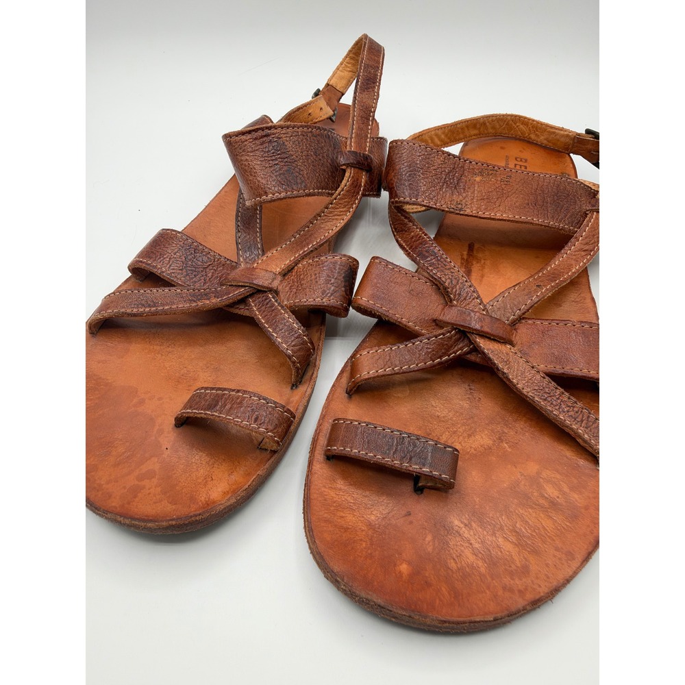 Bed Stu Women 11 Brown Manati II Leather Strappy Toe Loop Sandal Boho Artisan - Picture 2 of 7